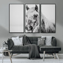 White Horse Wall Art | Ready to Hang and Framed | Winter