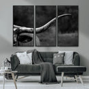 Cow Longhorn Wall Art | Black and White Print | Ready to by MyGreatCanvas | Canvas Wall Art Prints | Photo Prints & Wall Decor