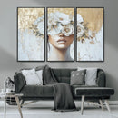 Golden Petal Wall Art - Canvas Print Flower Head Woman