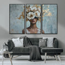 Golden Petal Wall Art - Petal Silhouette Woman Wall Art by MyGreatCanvas | Canvas Wall Art Prints | Photo Prints & Wall Decor