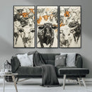 Farmhouse Wall Art | Western Longhorn Cattle Canvas Print | by MyGreatCanvas | Canvas Wall Art Prints | Photo Prints & Wall Decor