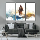 Watercolor Jesus Walking Wall Art Print, Jesus Water Canvas