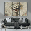 Abstract Floral Women Patel Wall Art Canvas Print