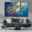 Colorful Swirling Fish School Wall Art Canvas Print |