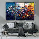 Vibrant Abstract Fish Swarm Art – Colorful Fish Inspired