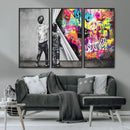 Banksy Print - Street Art Canvas Wall Art - Kids Revealing