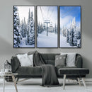 Winter Ski Lift Wall Art Print - Landscape Wall Art | Snowy by MyGreatCanvas | Canvas Wall Art Prints | Photo Prints & Wall Decor