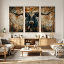 Longhorn Wall Art – Rustic Western Bull Canvas Print, Modern