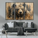 Majestic Grizzly 399 Bear Wall Art | 3-Panel Rustic Canvas by MyGreatCanvas | Canvas Wall Art Prints | Photo Prints & Wall Decor