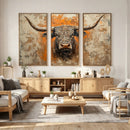 Abstract Cow Longhorn Bull Wall Art Canvas Print - Rustic by MyGreatCanvas | Canvas Wall Art Prints | Photo Prints & Wall Decor