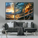 Ocean Wave at Sunset Canvas Wall Art – Vibrant Coastal Beach
