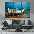 Vintage Boat on Tranquil Waters | Coastal Wall Art for