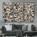 Abstract Love and Chaos Canvas Print, Black Symbols on Beige by MyGreatCanvas | Canvas Wall Art Prints | Photo Prints & Wall Decor