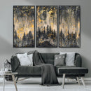 Golden Forest Abstract Wall Art | Dark Forest with Gold