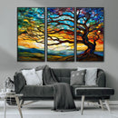 Vibrant Mosaic Tree of Life Wall Art | Stained Glass Style