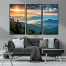 Sunrise Over Mountain Range Wall Art Canvas Print, Farmhouse