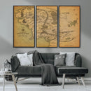 Middle Earth Map Canvas Wall Art – Vintage Fantasy Map