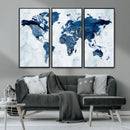 Modern Blue World Map Canvas Print – Framed Wall Art, by MyGreatCanvas | Canvas Wall Art Prints | Photo Prints & Wall Decor