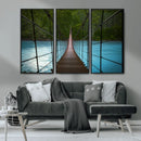 Suspension Bridge Over River Canvas Art | 3-Panel Nature by MyGreatCanvas | Canvas Wall Art Prints | Photo Prints & Wall Decor
