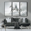 Large Wall Art Canvas Print – Beautiful Running White Horses