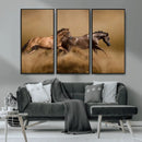 Large Wall Art Canvas Print – Two Running Brown Horses