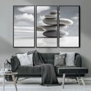 Still Life Black and White Zen Stones Wall Art Canvas,