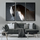 Large Wall Art Cream Colored Horse on Grey Background Canvas
