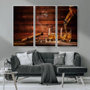 Whiskey and Cigar Wall Art Canvas | 3 Panel Bar Room Decor by MyGreatCanvas | Canvas Wall Art Prints | Photo Prints & Wall Decor