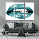 Blue Lips Wall Art Canvas Print