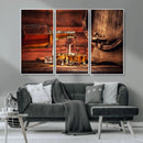 Whiskey and Cigar Canvas Wall Art | 3 Panel Bar Room Decor by MyGreatCanvas | Canvas Wall Art Prints | Photo Prints & Wall Decor