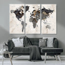 Abstract Map Printing - Modern World Map Canvas Wall Art for