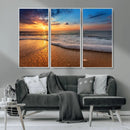 Sunset and Beach at Night Wall Art Canvas Print