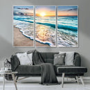 Sunset Beach Waves Canvas Wall Art – 5-Panel Ocean Sunset by MyGreatCanvas | Canvas Wall Art Prints | Photo Prints & Wall Decor