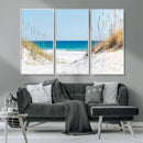 Serene Coastal Dune Path with Ocean View, 3-Panel Beach