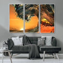 Surf Wave Sunset Canvas Wall Art Print, 3-Panel Ocean by MyGreatCanvas | Canvas Wall Art Prints | Photo Prints & Wall Decor