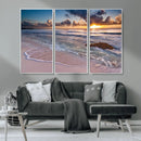 Sea Ocean Sunset Beach Wall Art Canvas Print