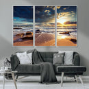 Golden Hour Beach Sunset Canvas Triptych, Ocean Waves and by MyGreatCanvas | Canvas Wall Art Prints | Photo Prints & Wall Decor