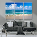 Tropical Beach 3-Panel Canvas Wall Art – Serene Ocean Waves