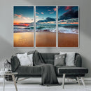 Sunset Ocean Beach Wall Art – Giclee Canvas Print, Coastal