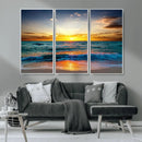 Vibrant Ocean Sunrise Over Golden Beach Waves, Giclee Canvas