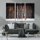 Vintage Ski Gear Canvas Print, Vintage Ski Gear Against