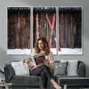 Vintage Ski Gear Canvas Print, Vintage Ski Gear Against