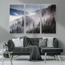 Beautiful Rising Fog in Winter Mountain Landscape- Framed