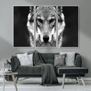 Black and White Wild Wolf Wall Art Canvas Print