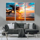 Palm Tree Sunset On The Beach Wall Art Canvas, Framed Palm by MyGreatCanvas | Canvas Wall Art Prints | Photo Prints & Wall Decor
