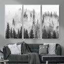 Forest Wall Art Print | Foggy Pine Forest Canvas Wall Art -