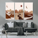 Boho Wall Art Canvas Print Set Mid-Century Prints Bohemian