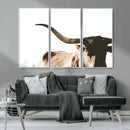 Texas Longhorn Wall Art Canvas Print | 3-Panel Large