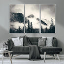 Large Foggy Mountain Forest Wall Art Canvas Print | Misty