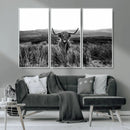 Black and White Highland Cow Canvas Wall Art, Longhorn by MyGreatCanvas | Canvas Wall Art Prints | Photo Prints & Wall Decor